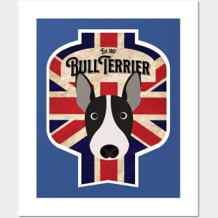 English Bull Terrier - Distressed Union Jack Beer Label Design Posters and Art